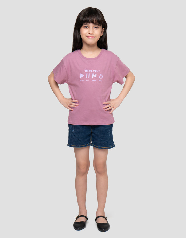 Little M Feel The Music Print Kaos Anak Perempuan