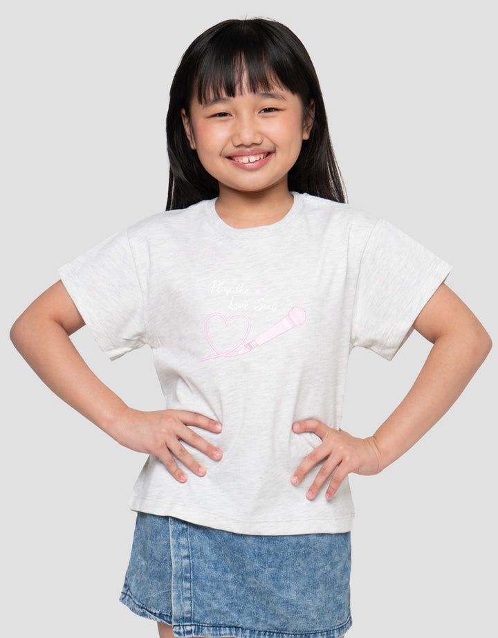 Little M Love Song Print Kaos Anak Perempuan