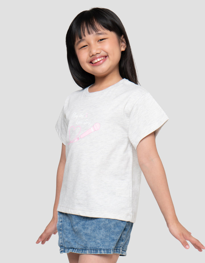 Little M Love Song Print Kaos Anak Perempuan