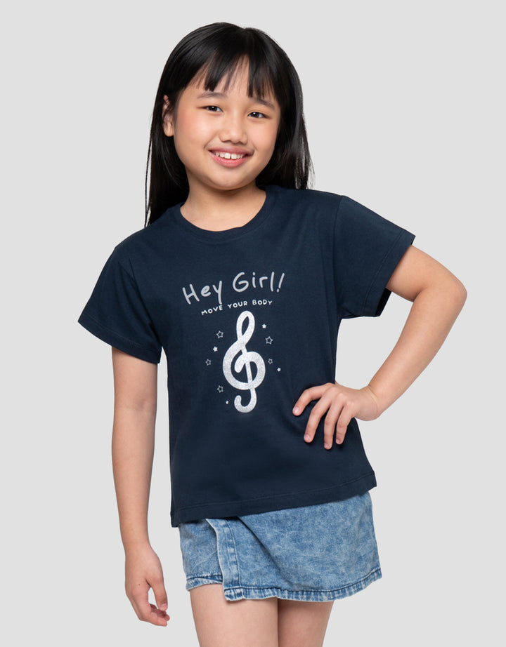Little M Hey Girl Print Kaos Anak Perempuan