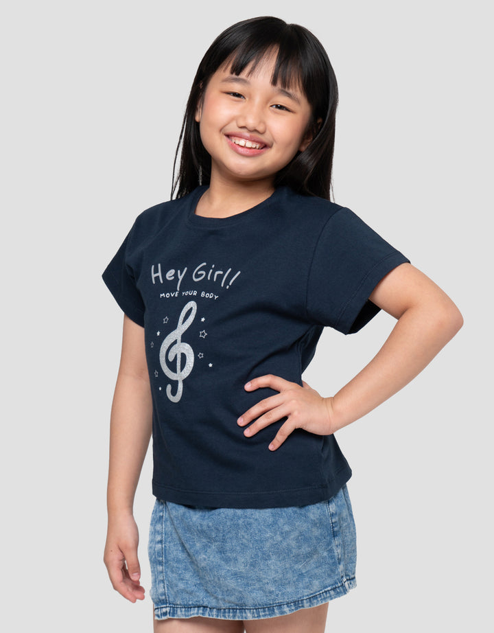 Little M Hey Girl Print Kaos Anak Perempuan