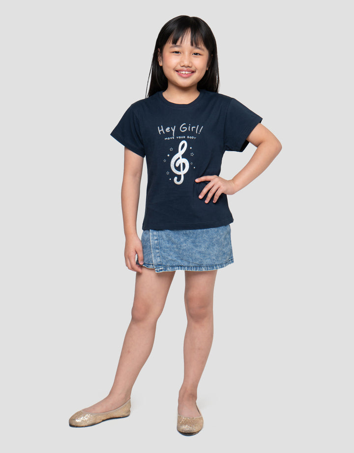 Little M Hey Girl Print Kaos Anak Perempuan