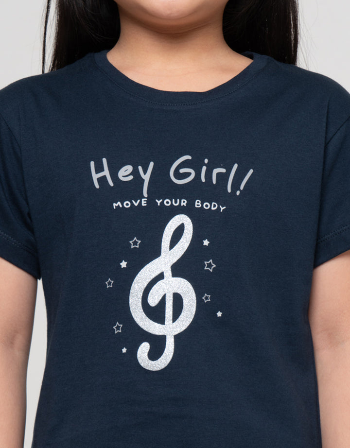Little M Hey Girl Print Kaos Anak Perempuan