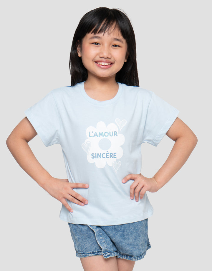 Little M Flower 3 Print Kaos Anak Perempuan
