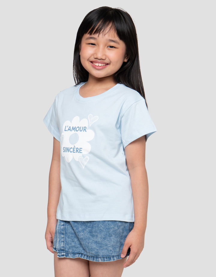 Little M Flower 3 Print Kaos Anak Perempuan