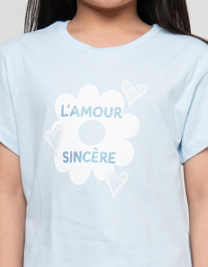 Little M Flower 3 Print Kaos Anak Perempuan