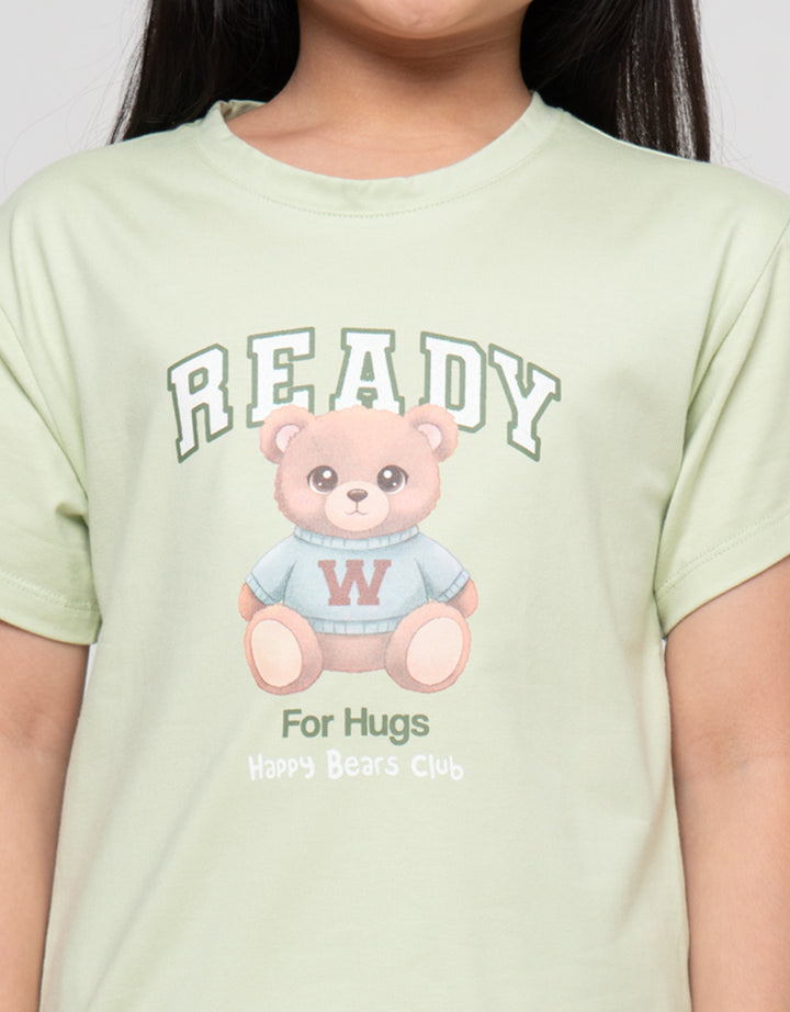 Little M Ready Bear Print Kaos Anak Perempuan