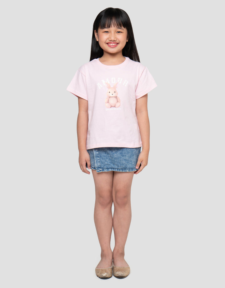 Little M Amour Bunny Print Kaos Anak Perempuan