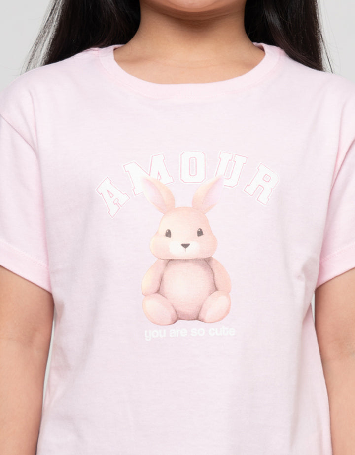 Little M Amour Bunny Print Kaos Anak Perempuan