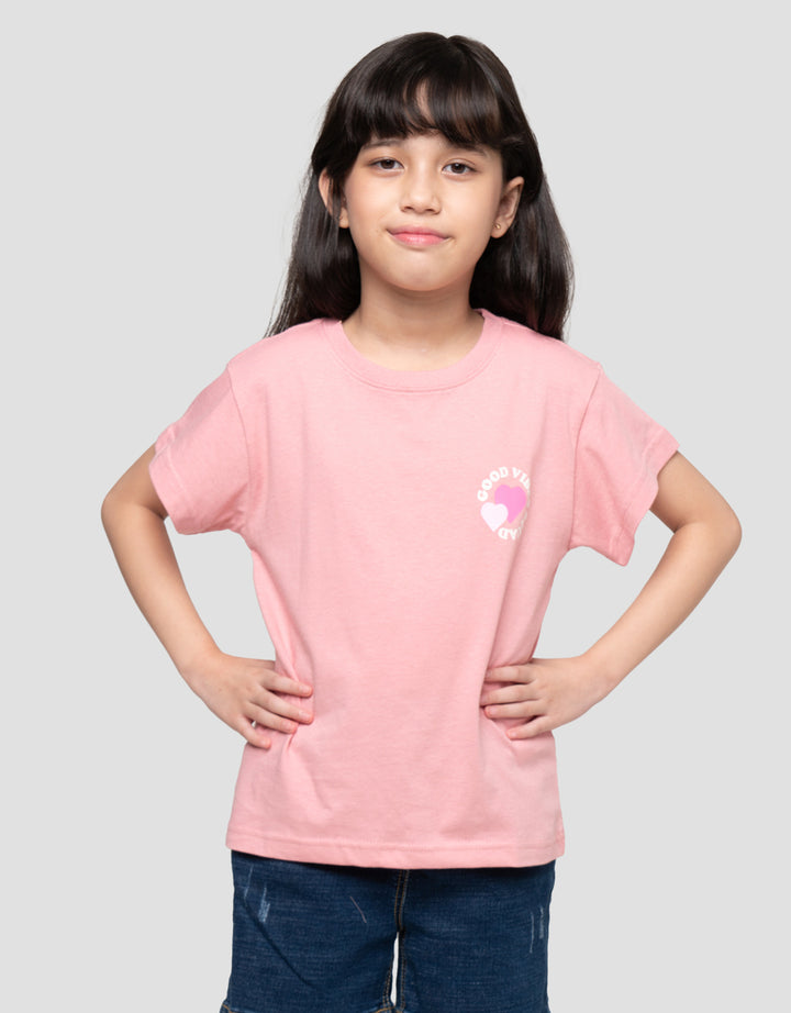 Little M Good Vibes Print Kaos Anak Perempuan