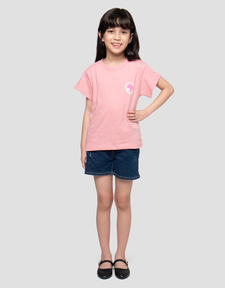 Little M Good Vibes Print Kaos Anak Perempuan
