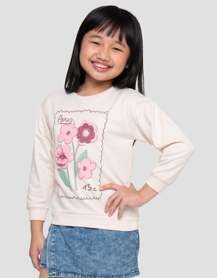 Little M Sweatshirt Crochet Flower Sweater Anak Perempuan