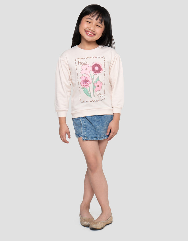 Little M Sweatshirt Crochet Flower Sweater Anak Perempuan