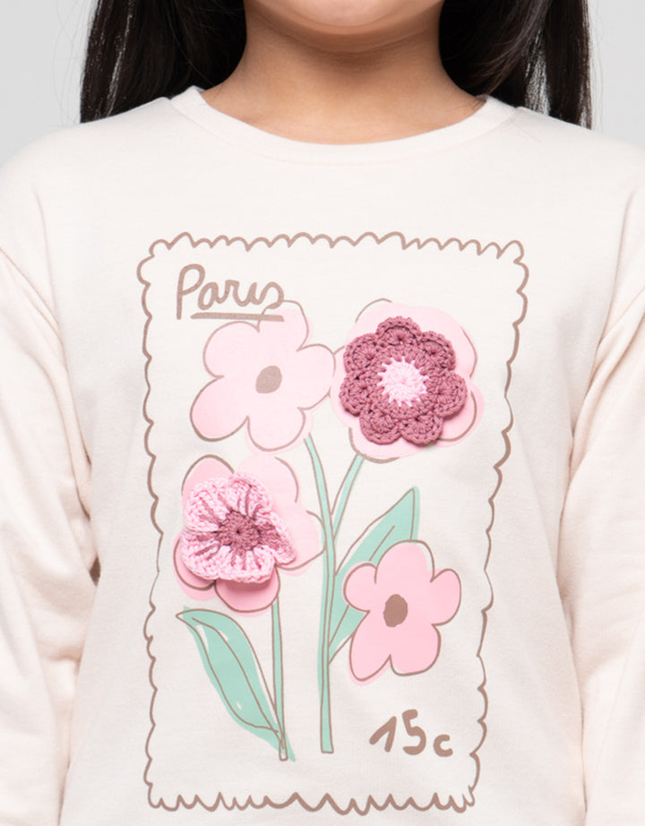 Little M Sweatshirt Crochet Flower Sweater Anak Perempuan