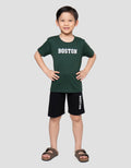 Little M Boston Print Pakaian Setelan Anak Laki-laki