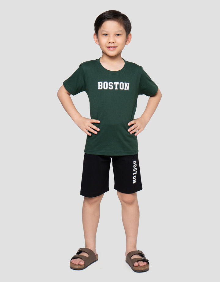 Little M Boston Print Pakaian Setelan Anak Laki-laki