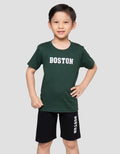 Little M Boston Print Pakaian Setelan Anak Laki-laki