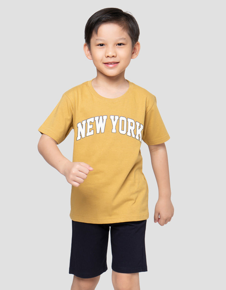 Little M New York Print Pakaian Setelan Anak Laki-laki