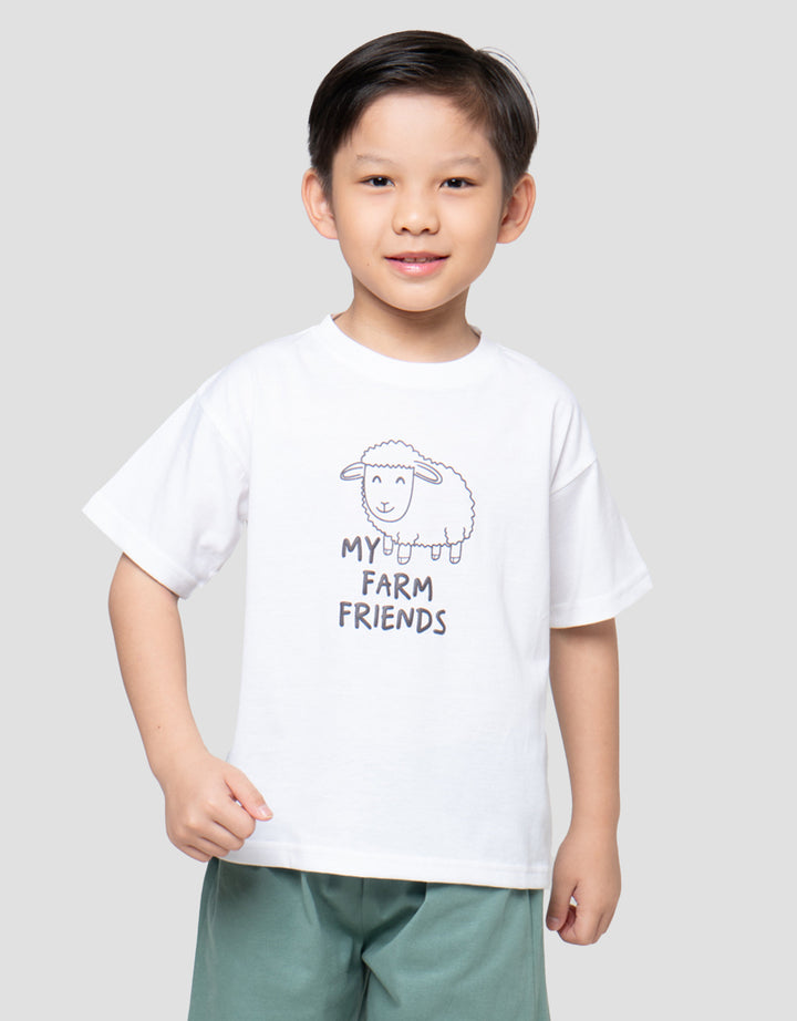 Little M My Farm Friend Print Pakaian Setelan Anak Laki-laki