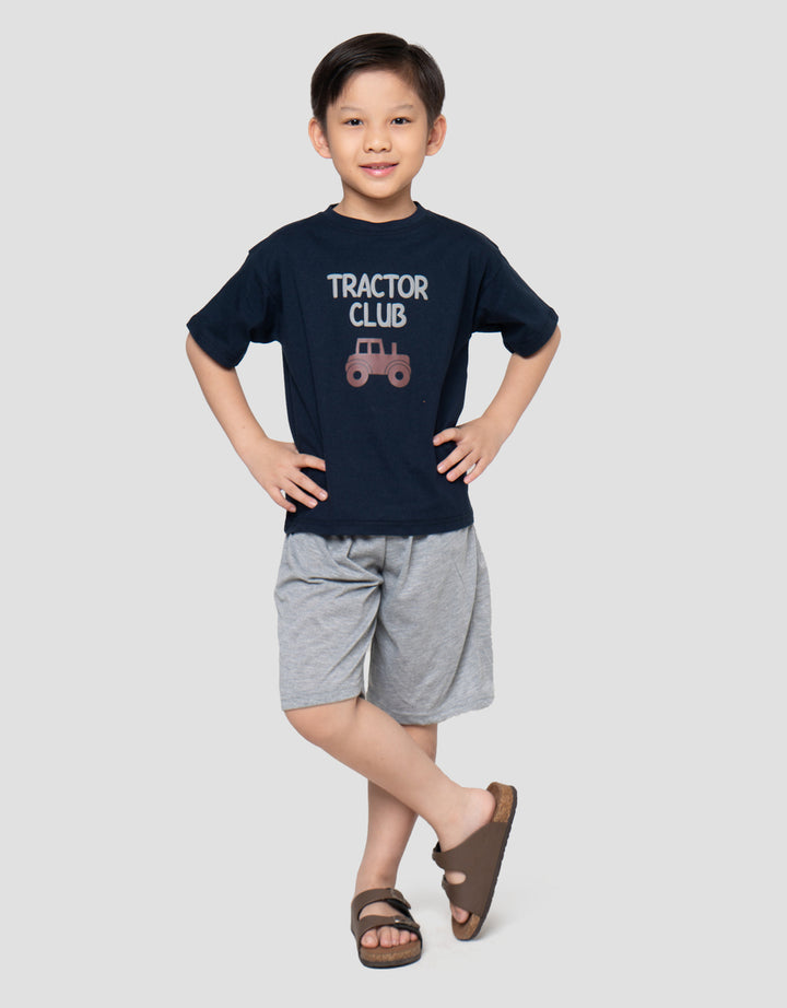 Little M Tractor Club Print Pakaian Setelan Anak Laki-laki