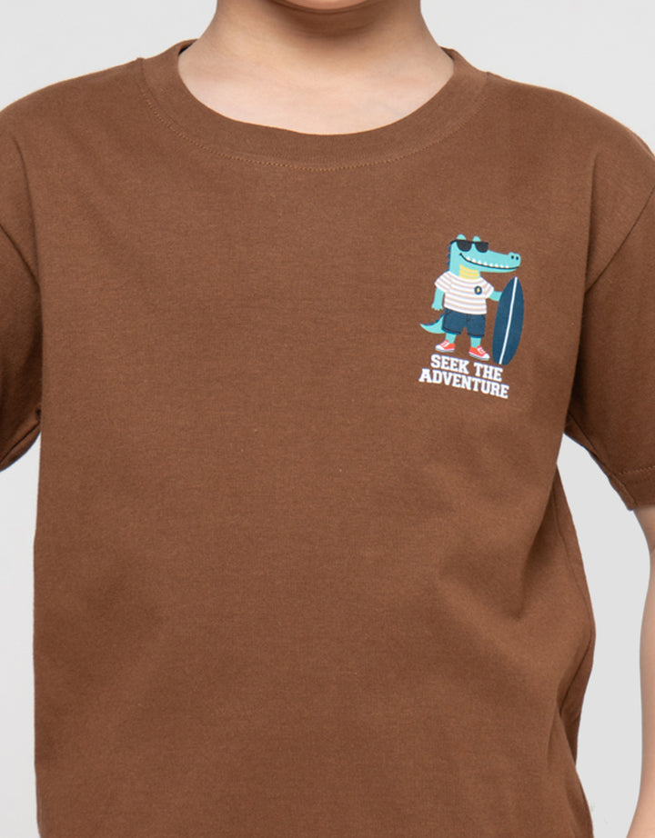 Little M Croco Seek The Adventure Print Pakaian Setelan Anak Laki-laki
