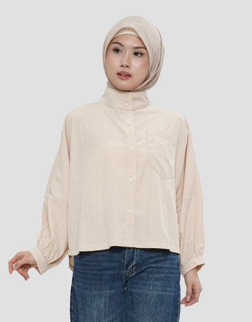 ANNISA FUNNEL NECK PAPPER BLOUSE WANITA