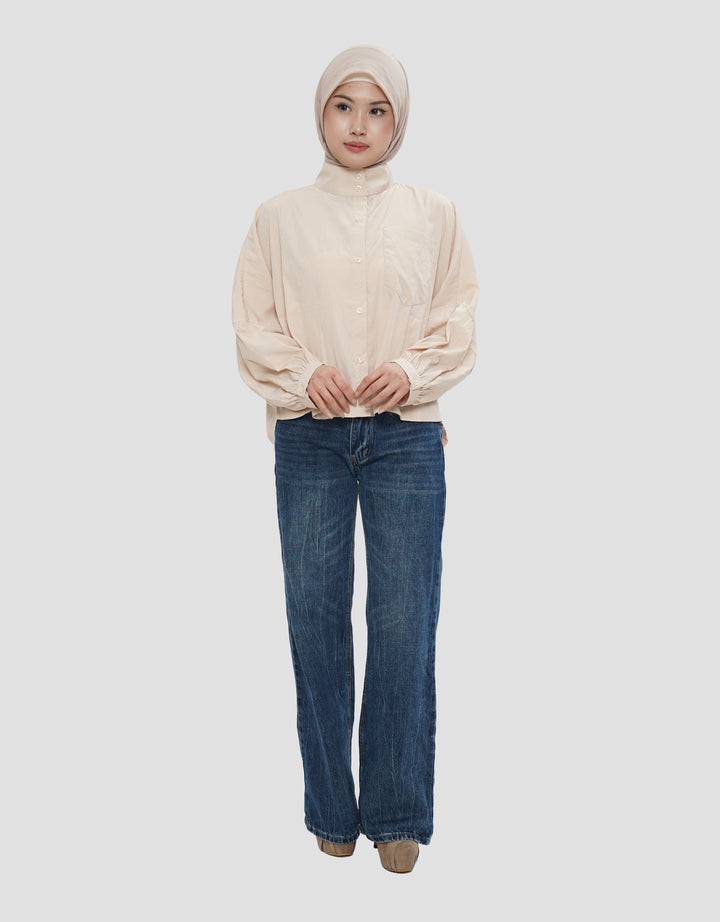 ANNISA FUNNEL NECK PAPPER BLOUSE WANITA