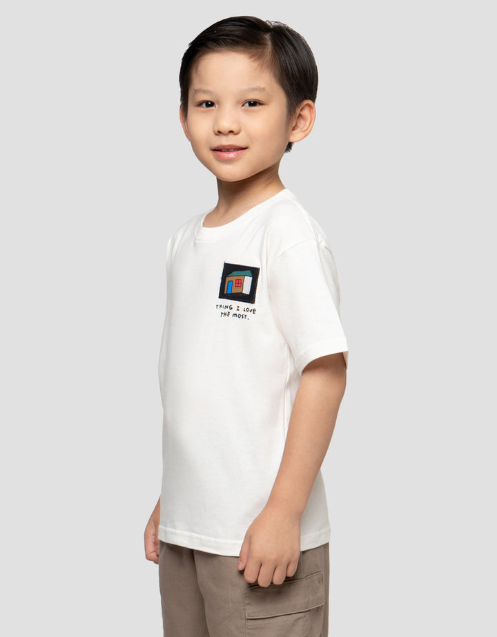 LITTLE M BORDIR DEPAN KAOS OVERSIZE ANAK LAKI-LAKI