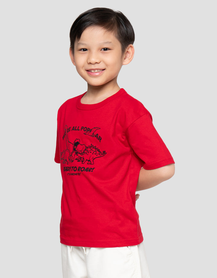 Little M Flok Ready To Roarr Print Kaos Oversize Anak Laki-laki