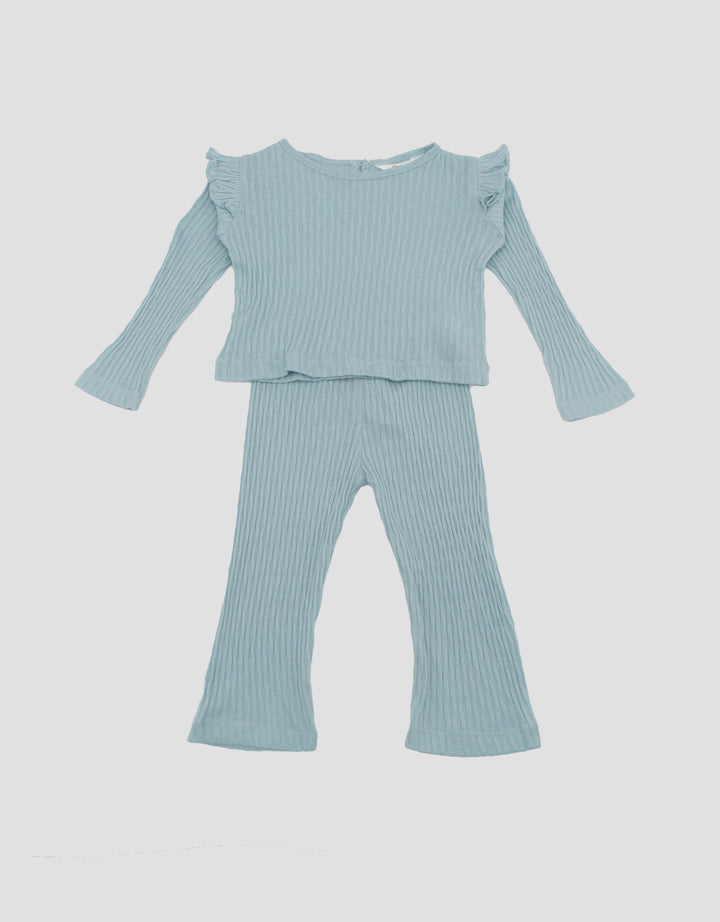 Little M Textured Rib Flower Pakaian Setelan Bayi