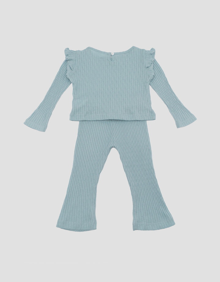 Little M Textured Rib Flower Pakaian Setelan Bayi