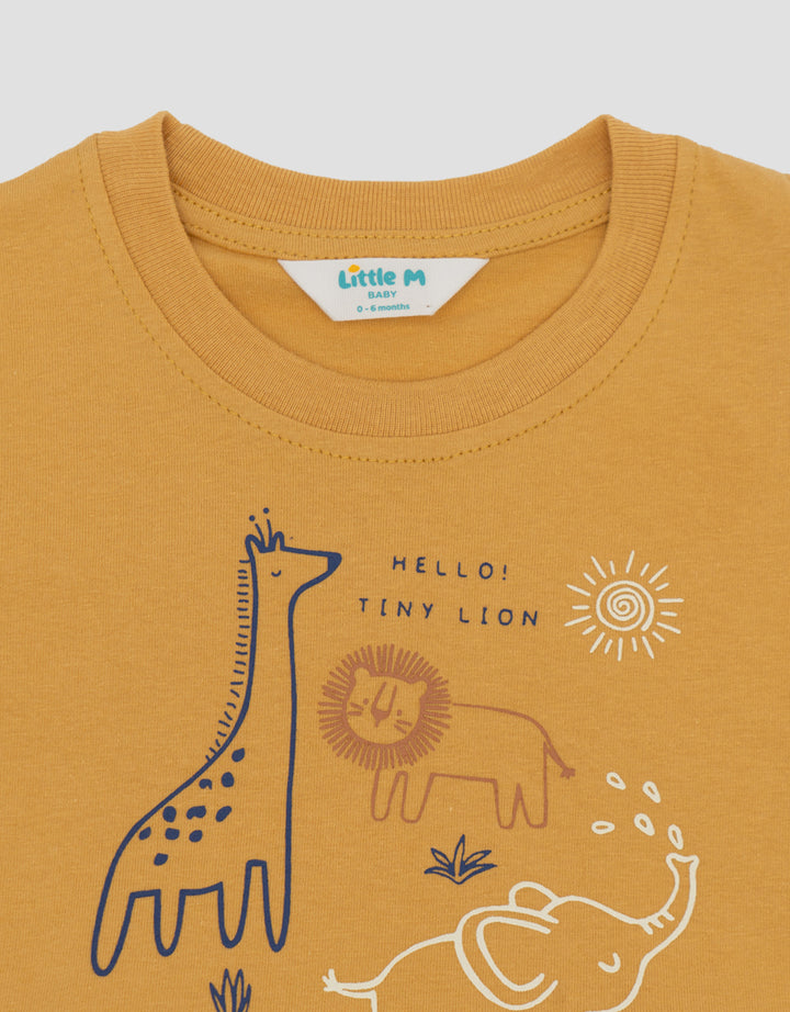 Little M Print Animals Pakaian Setelan Bayi