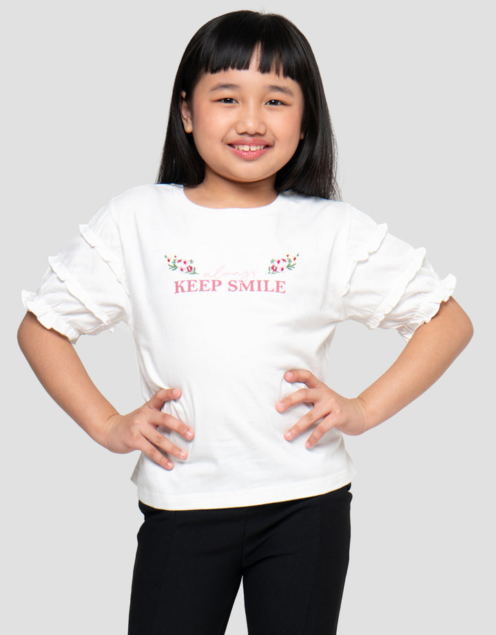 LITTLE M FLOWER WITH LACE 1 KAOS ANAK PEREMPUAN