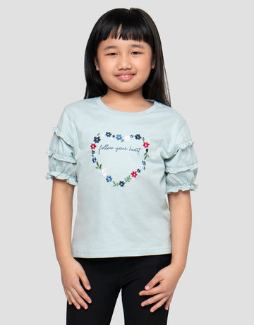 LITTLE M FLOWER WITH LACE 2 KAOS ANAK PEREMPUAN