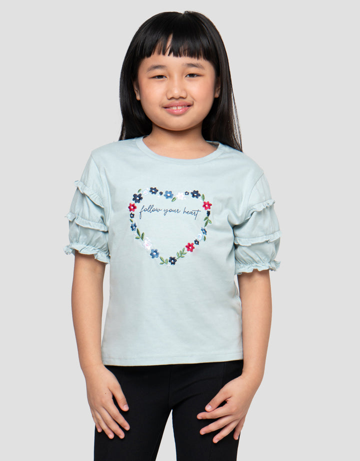 LITTLE M FLOWER WITH LACE 2 KAOS ANAK PEREMPUAN