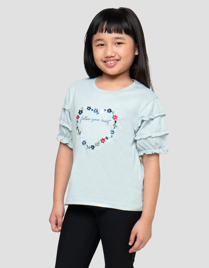 LITTLE M FLOWER WITH LACE 2 KAOS ANAK PEREMPUAN