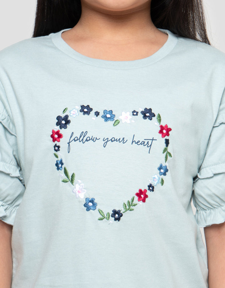 LITTLE M FLOWER WITH LACE 2 KAOS ANAK PEREMPUAN