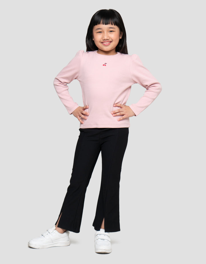 LITTLE M RIB BORDIR CHERRY KAOS ANAK PEREMPUAN