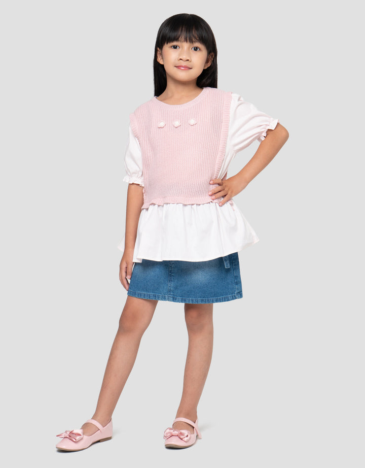 LITTLE M 2IN1 RAJUT BLOUSE ANAK PEREMPUAN