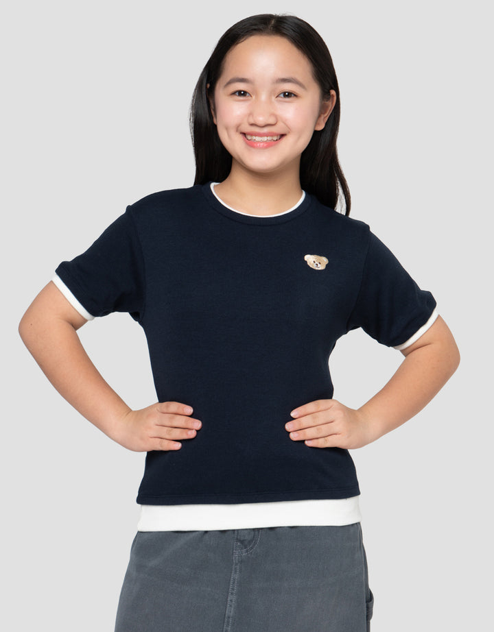 NEVADA RIB BORDIR BEAR KAOS ANAK PEREMPUAN