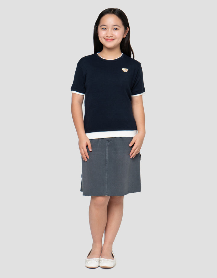 NEVADA RIB BORDIR BEAR KAOS ANAK PEREMPUAN