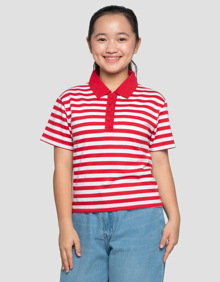 NEVADA STRIPE PRINT KAOS POLO ANAK PEREMPUAN