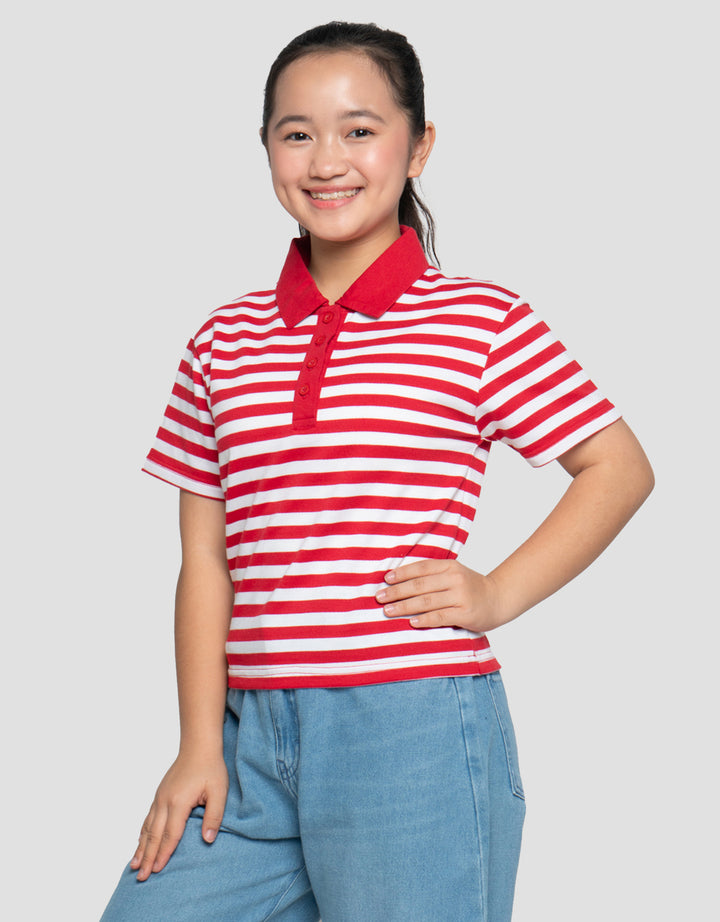 NEVADA STRIPE PRINT KAOS POLO ANAK PEREMPUAN
