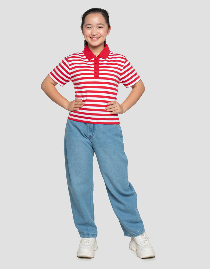 NEVADA STRIPE PRINT KAOS POLO ANAK PEREMPUAN