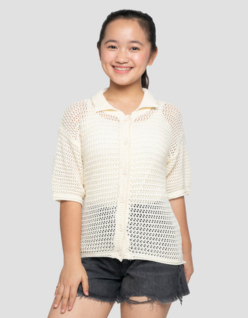NEVADA COLLAR LENGAN PENDEK CARDIGAN ANAK PEREMPUAN