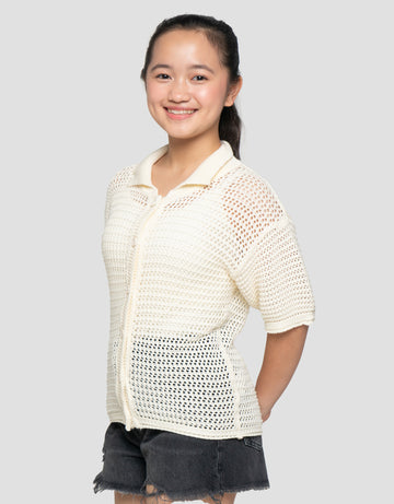 NEVADA COLLAR LENGAN PENDEK CARDIGAN ANAK PEREMPUAN