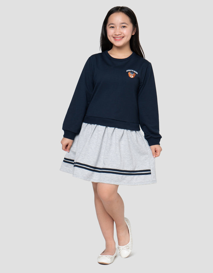 NEVADA BORDIR BEAR 2 MIDI DRESS ANAK PEREMPUAN