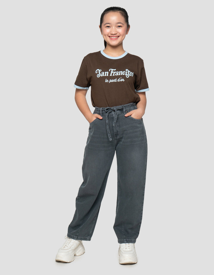 NEVADA BARREL WITH BELT CELANA JEANS ANAK PEREMPUAN