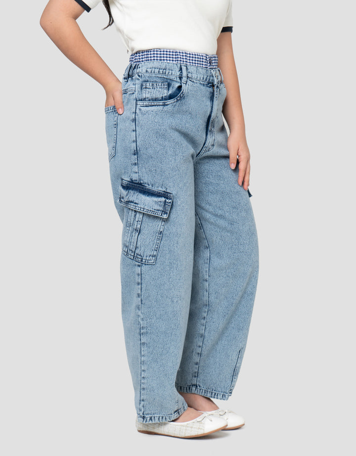 NEVADA BARREL FIT WITH WOVEN WAIST CELANA JEANS ANAK PEREMPUAN