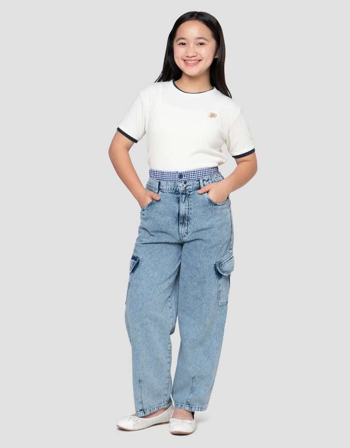NEVADA BARREL FIT WITH WOVEN WAIST CELANA JEANS ANAK PEREMPUAN